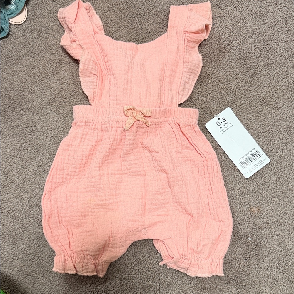 Charming Peach Kids Overalls with Ruffles